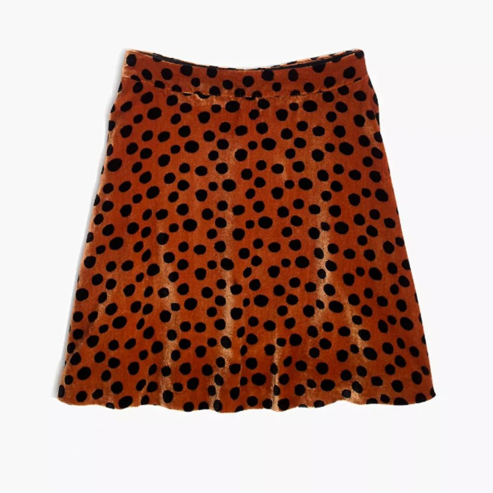 NWT Madewell Velvet Circle Mini Skirt in Leopard Dot